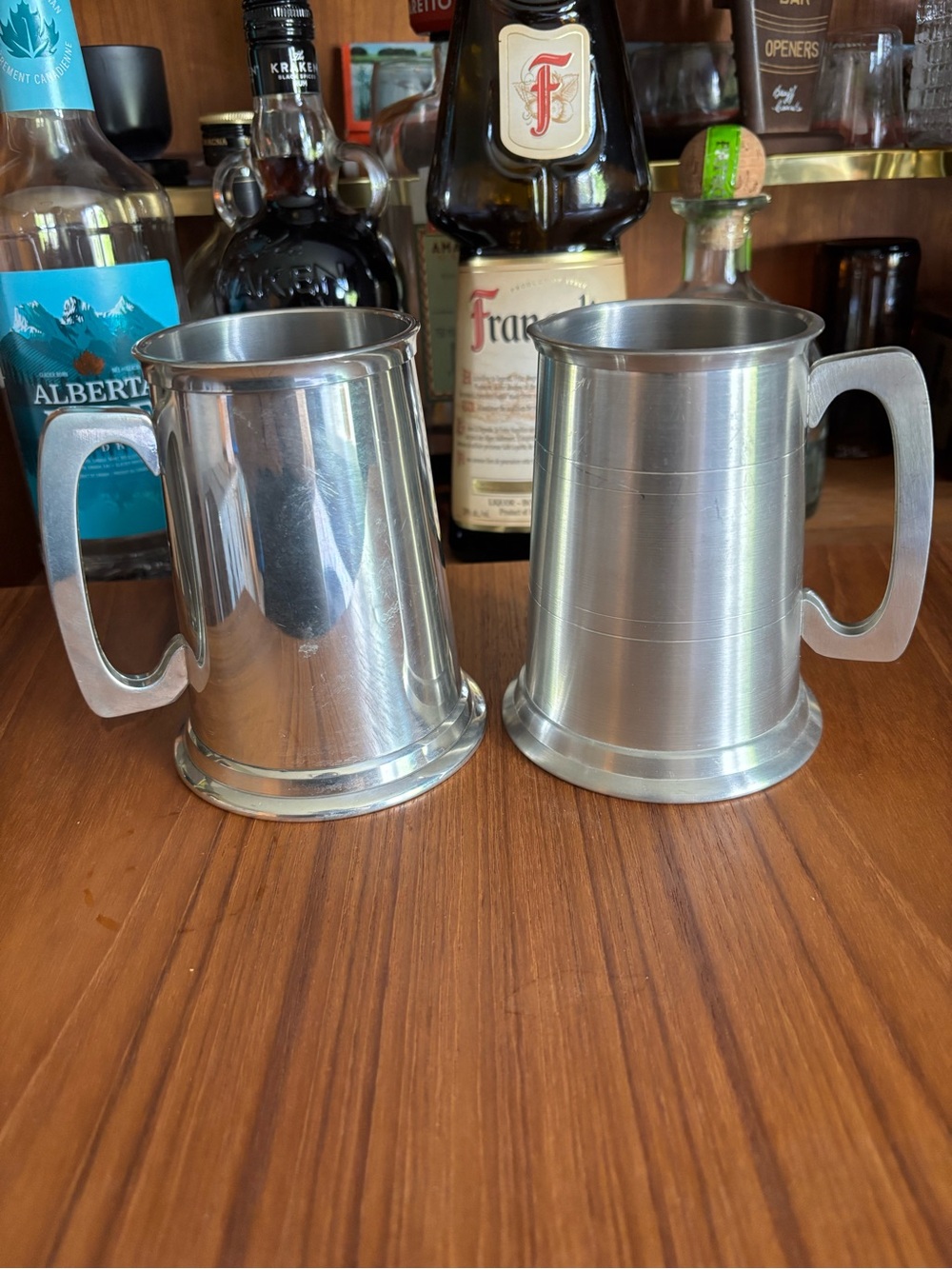 Pewter tankard mug with clear bottom